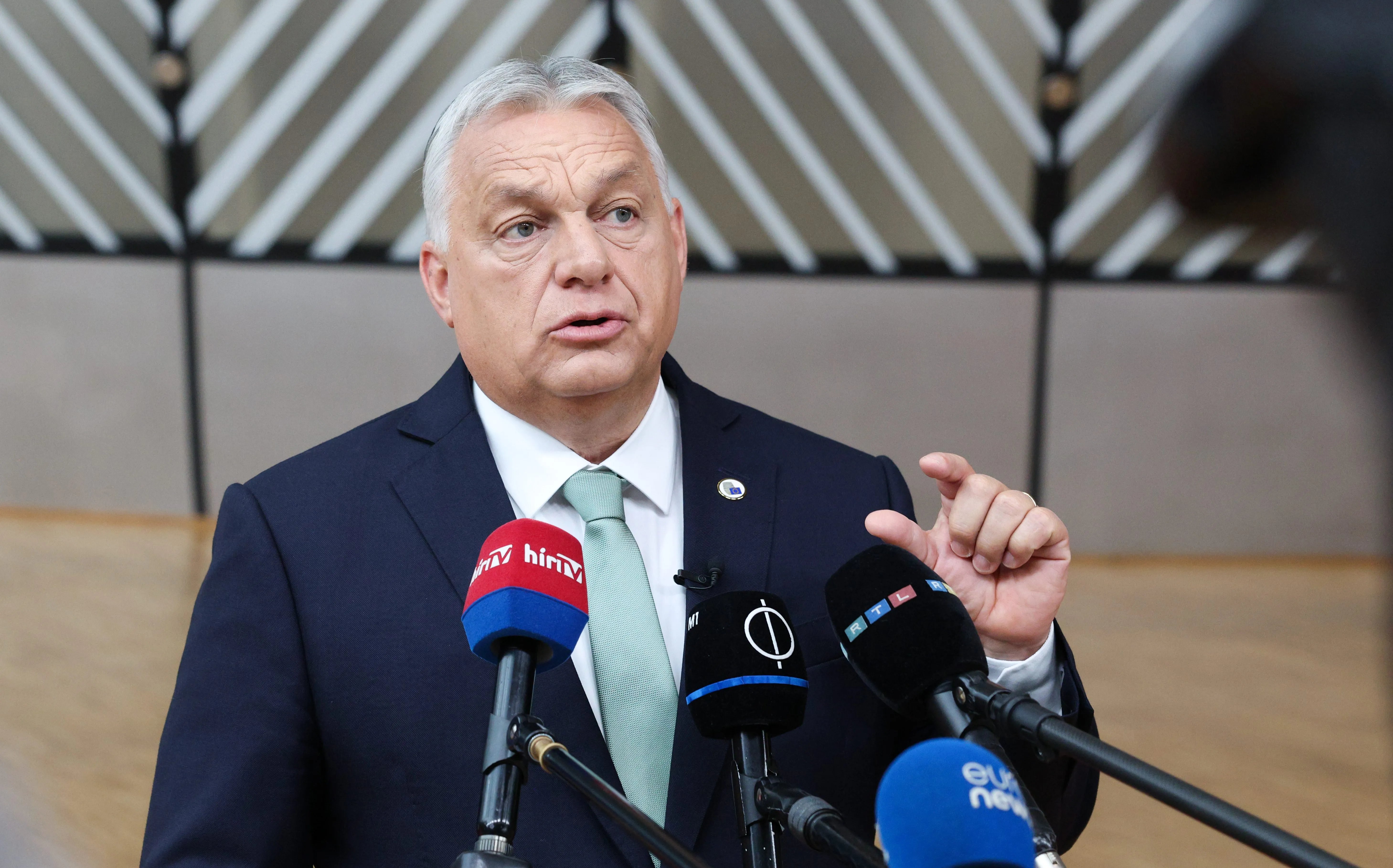 Hungarian Prime Minister Viktor Orban at EU summit after blocking €90 billion Ukraine loan