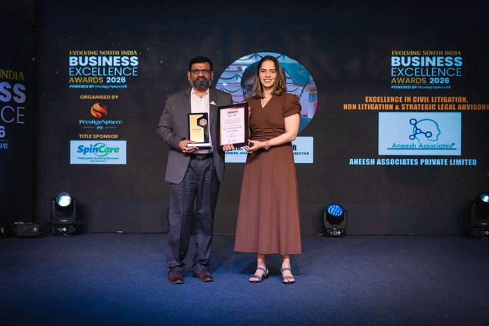 Dr. Sravan Kumar of Aneesh Associates Private Limited Honoured by Saina Nehwal with Excellence in Civil Litigation & Strategic Legal Advisory at Evolving South India Business Excellence Awards 2026