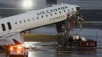 Wreckage of Air Canada aircraft after runway collision
