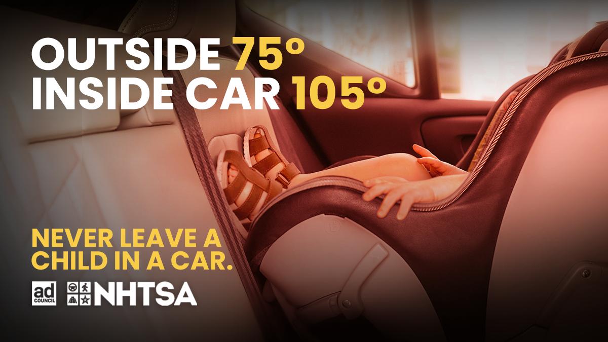 Illustration showing dangers of leaving a child unattended inside a car