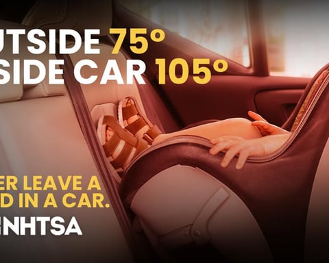 Illustration showing dangers of leaving a child unattended inside a car