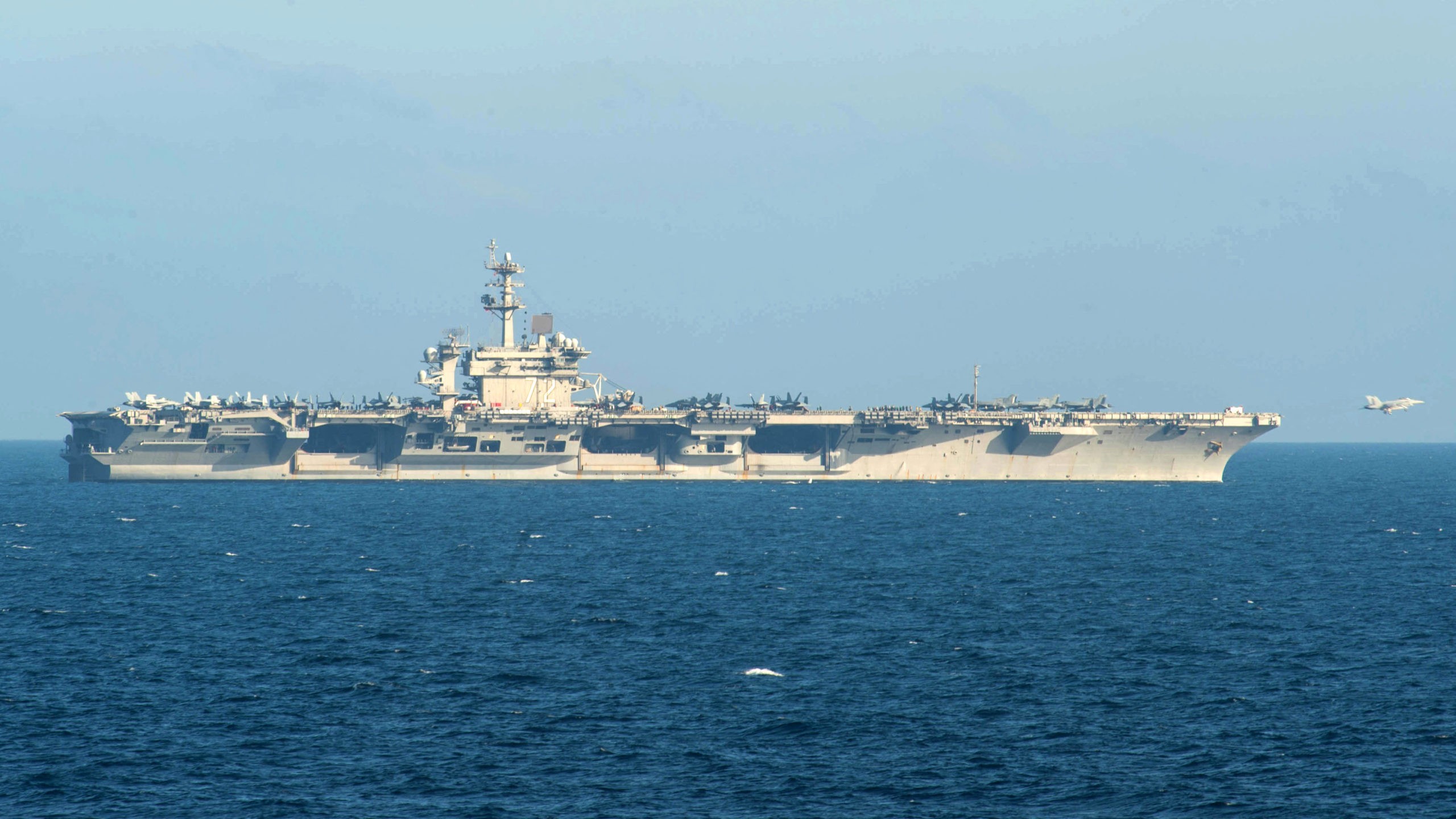 USS Abraham Lincoln aircraft carrier operating in Gulf waters amid Iran missile tensions