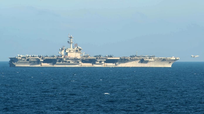 USS Abraham Lincoln aircraft carrier operating in Gulf waters amid Iran missile tensions