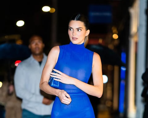 Kendall Jenner cobalt blue street style outfit 2026