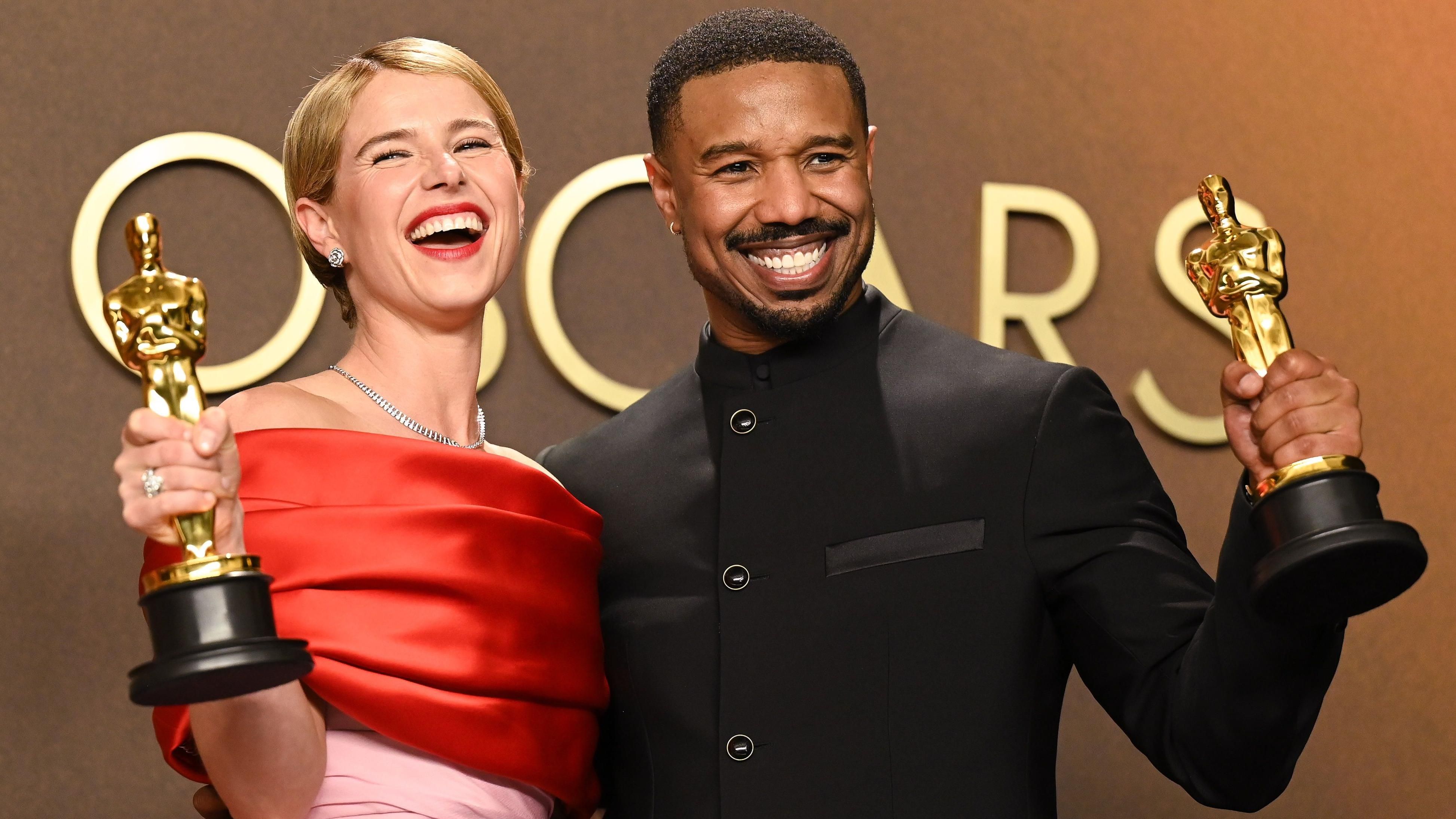 Michael B Jordan and Jessie Buckley celebrate Best Actor and Best Actress wins at the 2026 Oscars