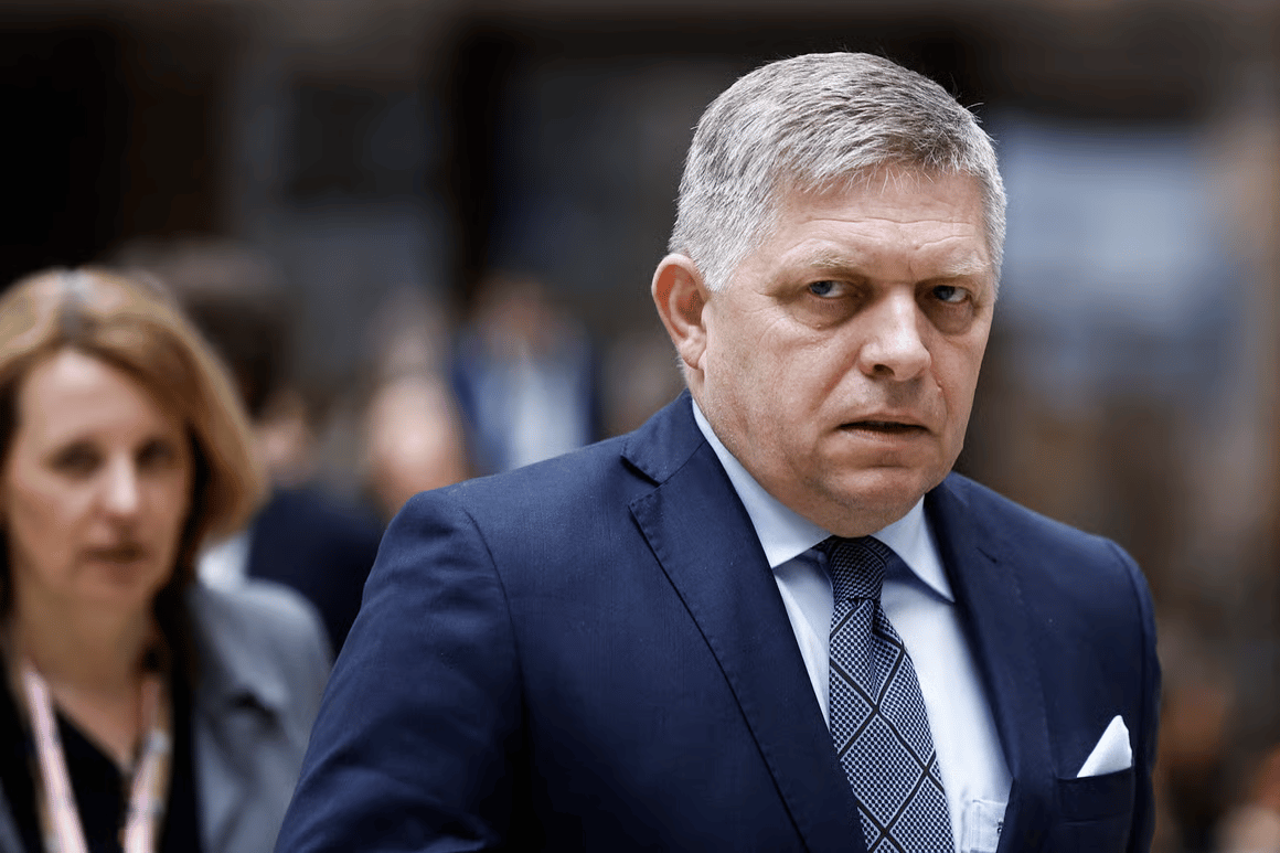 Robert Fico addressing media amid political pressure