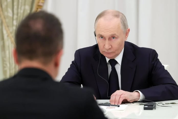 Vladimir Putin speaking about Russia Ukraine war and energy supplies to Europe