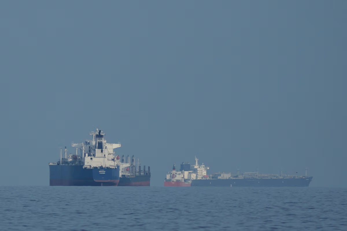 Strait of Hormuz Shipping at Risk After Israel Attacks Iran Oil tankers sailing through the Strait of Hormuz amid Middle East war tensions