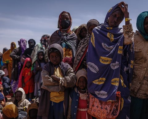 Sudan Civil War aftermath showing drone strike destruction and displaced civilians in Darfur