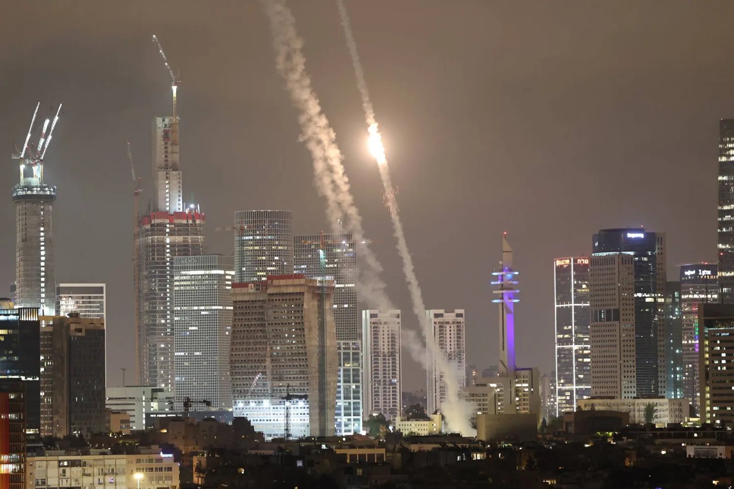 Tel Aviv skyline during Israel Iran war escalation