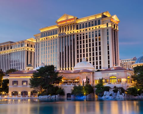 Caesars Palace Las Vegas exterior as Tilman Fertitta explores $6.5 billion Caesars acquisition