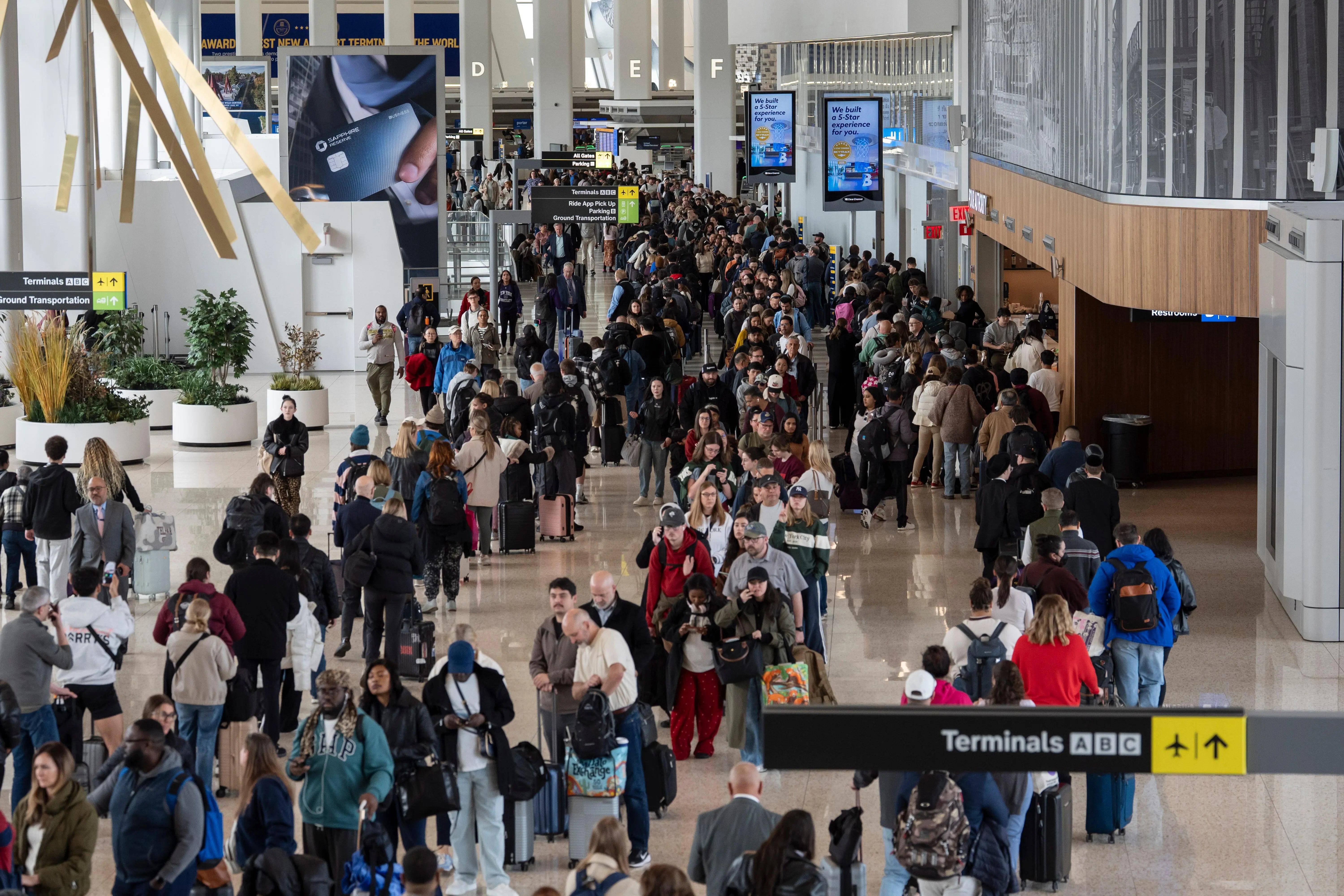 Airport Chaos During DHS Shutdown TSA airport lines grow during US shutdown as workers go unpaid