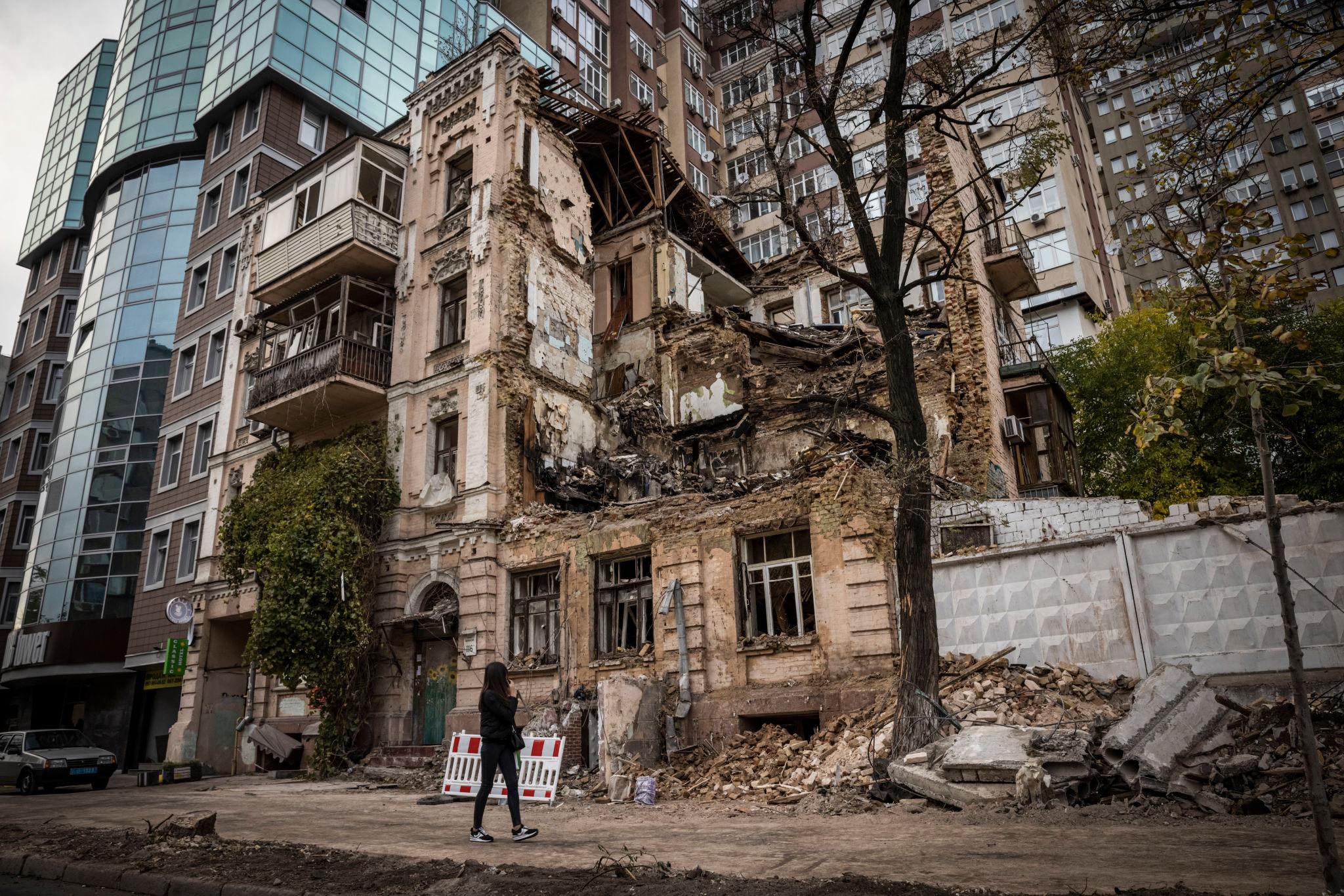 Missile and drone strike damages residential building in Ukraine