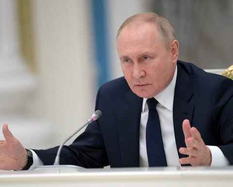 Russian President Vladimir Putin speaks during a meeting on the global energy crisis at the Kremlin in Moscow