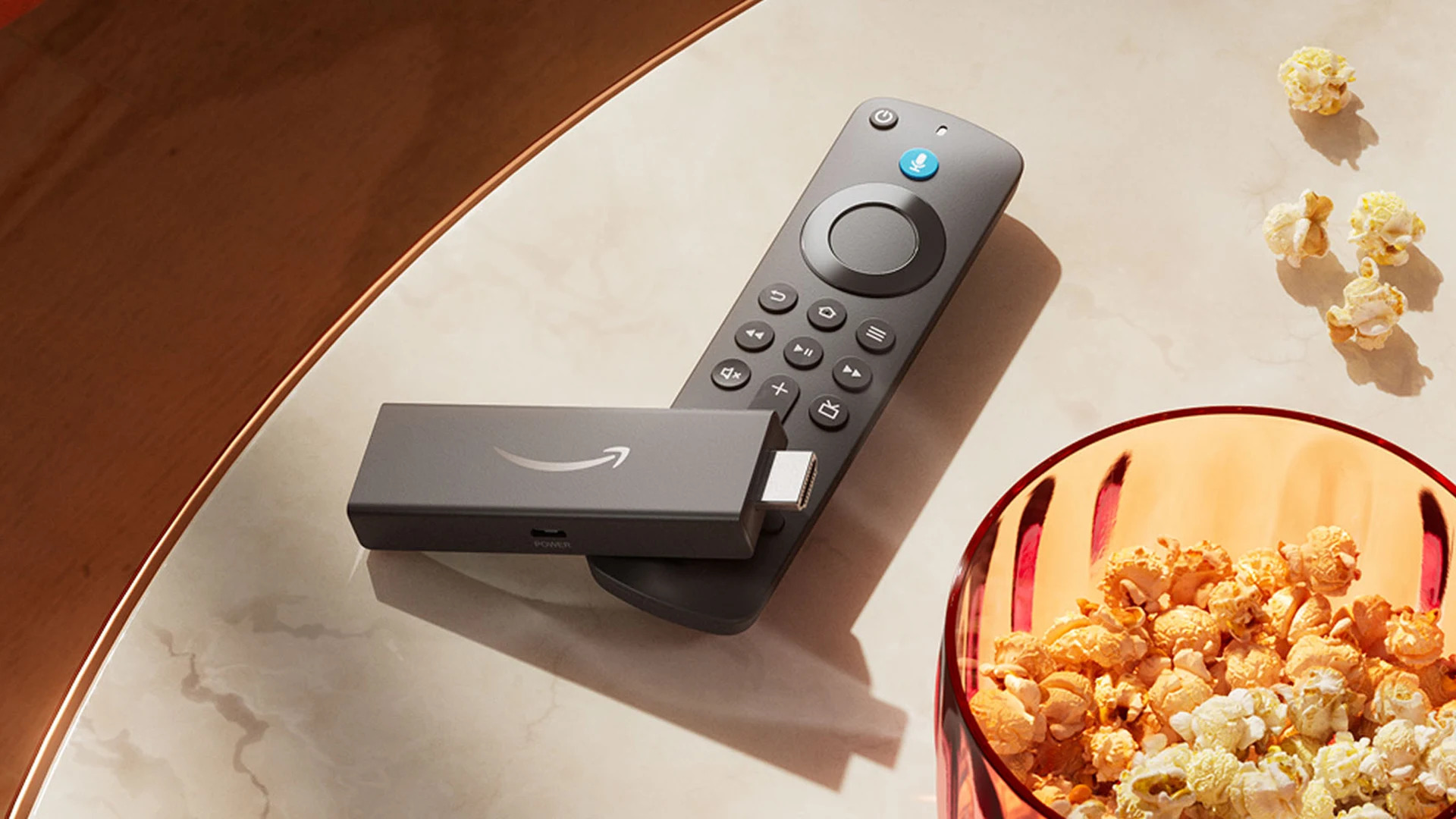 Amazon Fire TV Stick HD with Vega OS interface on television