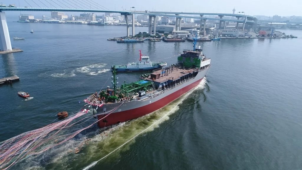 Japan seaport with patrol vessels and maritime infrastructure