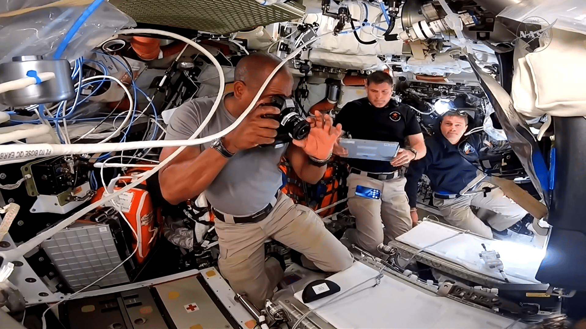 Artemis II Crew Inside Orion Spacecraft Artemis II astronauts inside Orion spacecraft during deep space mission