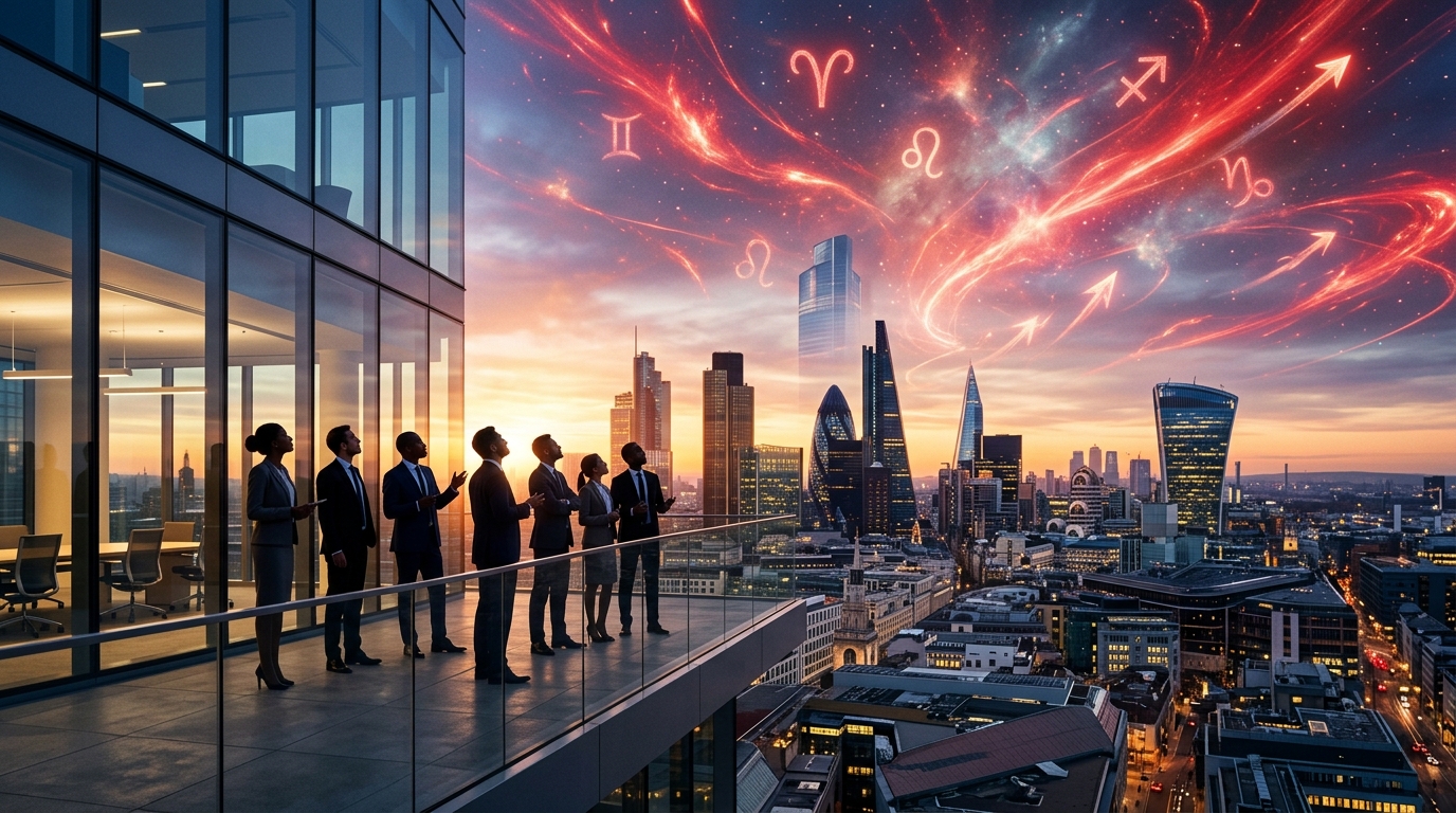 Career Breakthrough Astrology April 2026 Aries horoscope career momentum cosmic influence over city skyline