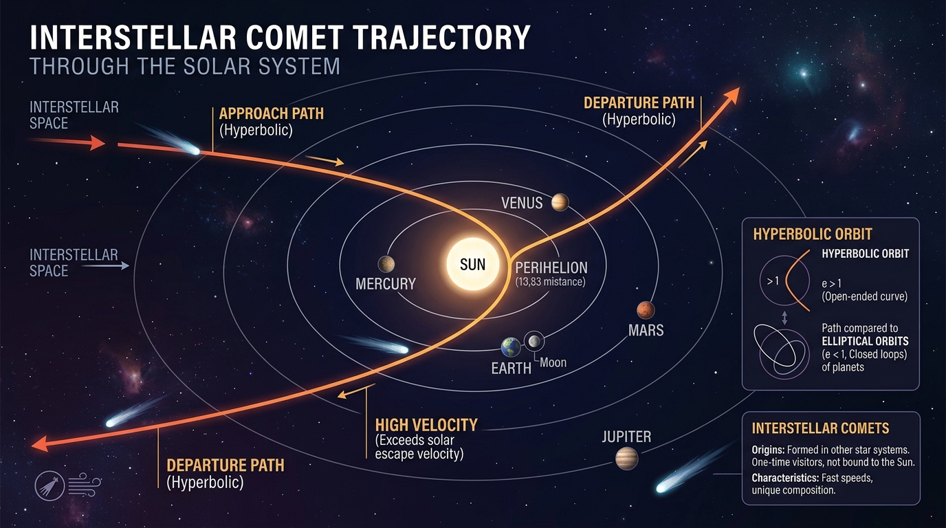 Trajectory of interstellar comet 3I ATLAS through solar system