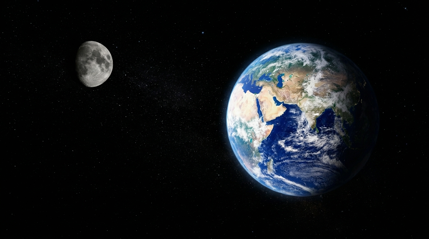 Earth and Moon Seen from Deep Space During Artemis II Earth and Moon seen together from deep space during Artemis II lunar flyby