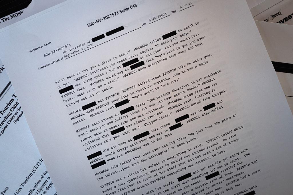 Epstein Files documents released by DOJ showing redacted investigation records