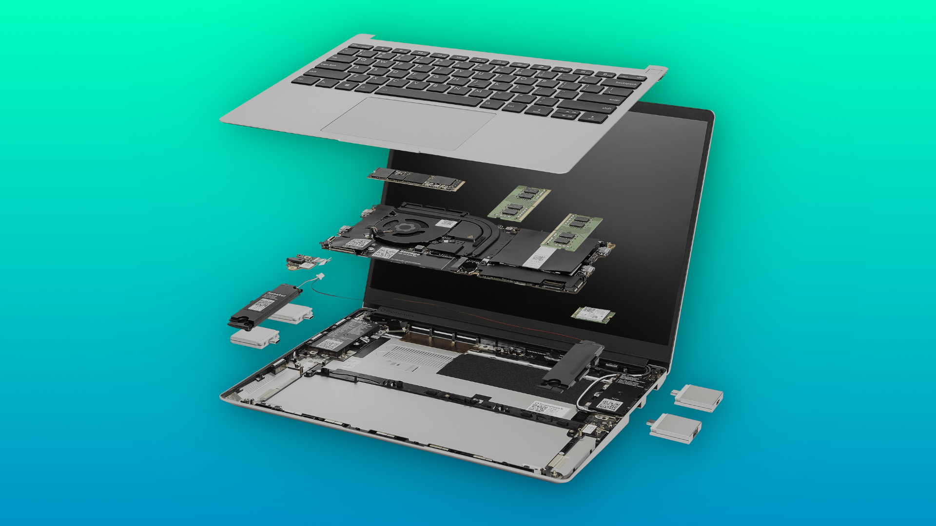Close-up of Framework Laptop 13 Pro haptic touchpad and aluminum body design