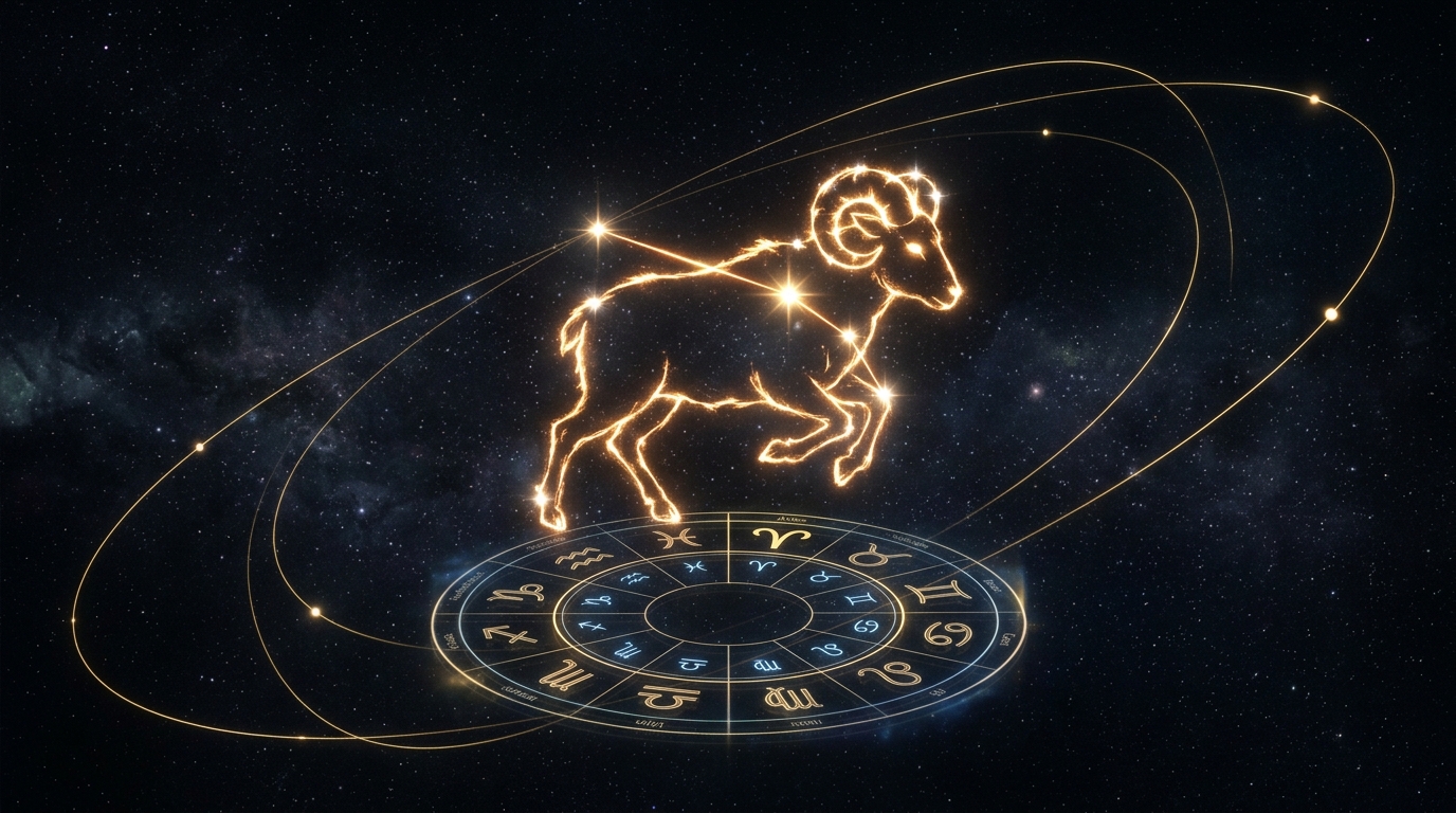 Aries constellation under cosmic sky representing April 15 2026 horoscope energy shifts and planetary alignment