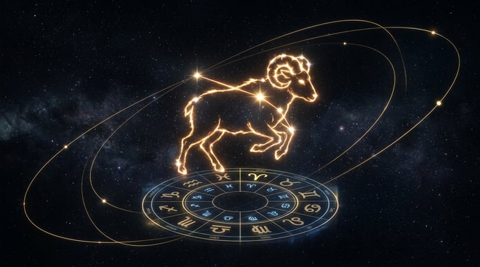 Aries constellation under cosmic sky representing April 15 2026 horoscope energy shifts and planetary alignment
