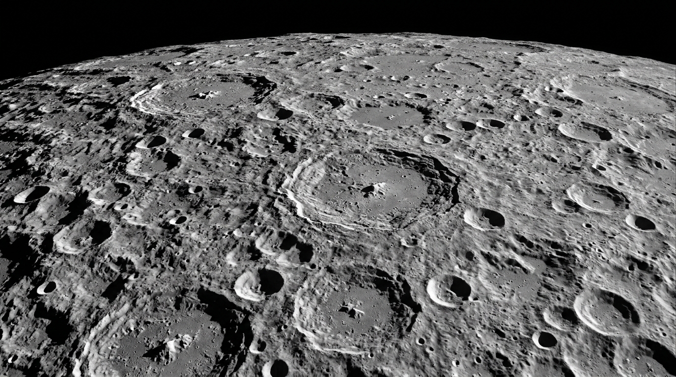 The Far Side of the Moon Revealed During Artemis II Craters and rugged terrain on the far side of the Moon during Artemis II flyby