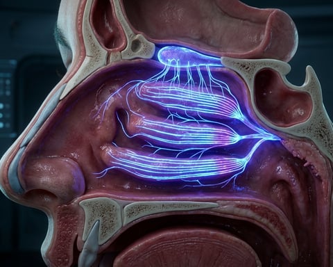 First-ever map of olfactory receptors in the human nose showing structured neural stripes