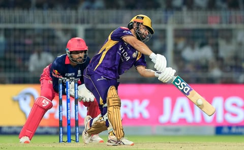 Rinku Singh celebrates after scoring 53 to win match for KKR vs Rajasthan IPL 2026