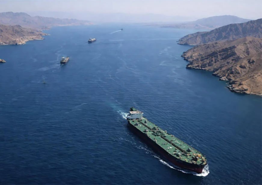 Oil tankers passing through Strait of Hormuz amid global supply disruption