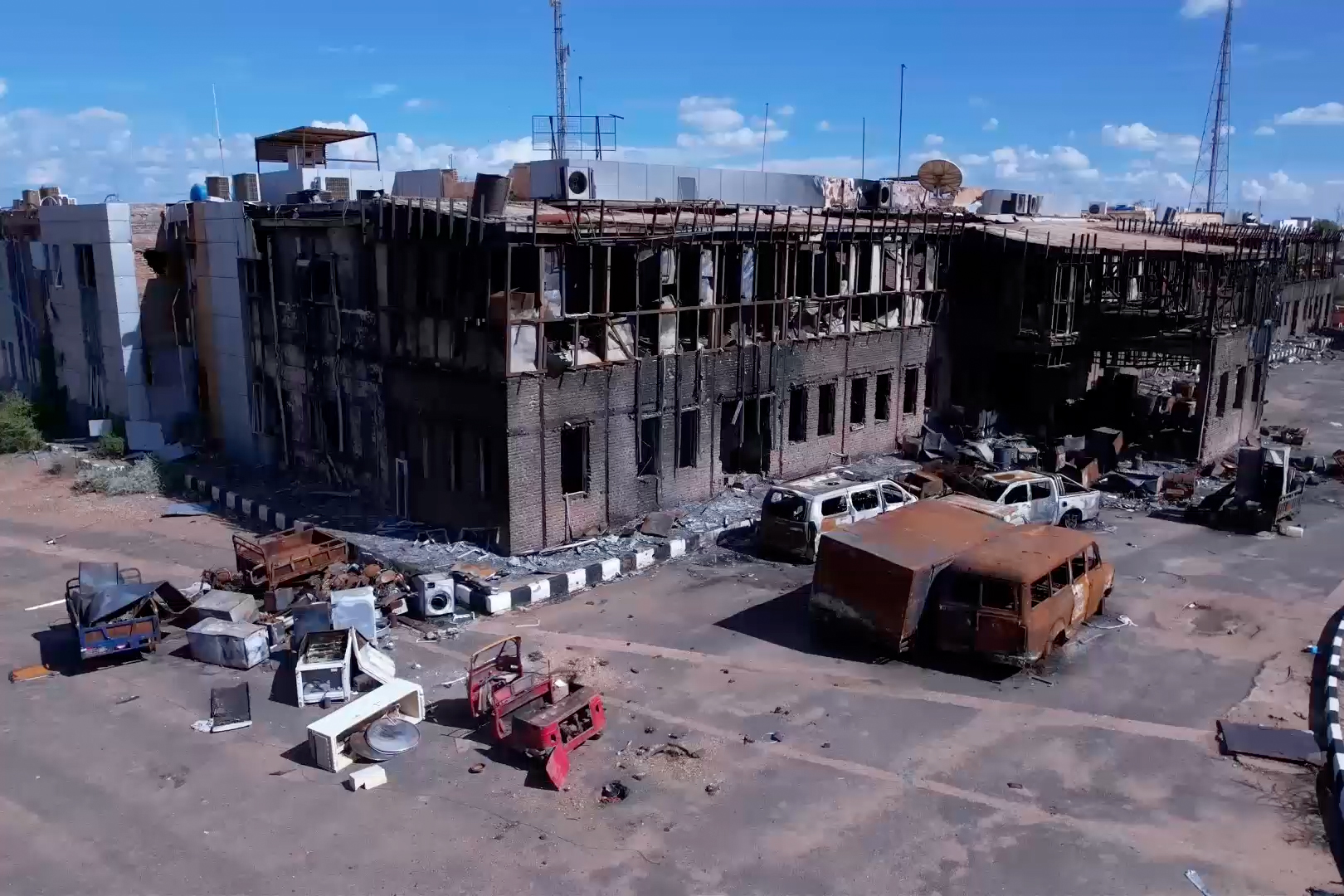 Damaged hospital facility after repeated attacks in Sudan conflict