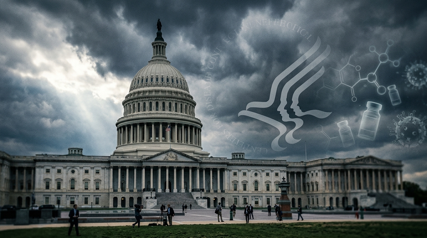 US vaccine policy and CDC controversy US Capitol with CDC vaccine policy debate overlay