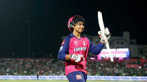 Vaibhav Suryavanshi reacts after golden duck dismissal in IPL 2026