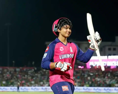 Vaibhav Suryavanshi reacts after golden duck dismissal in IPL 2026