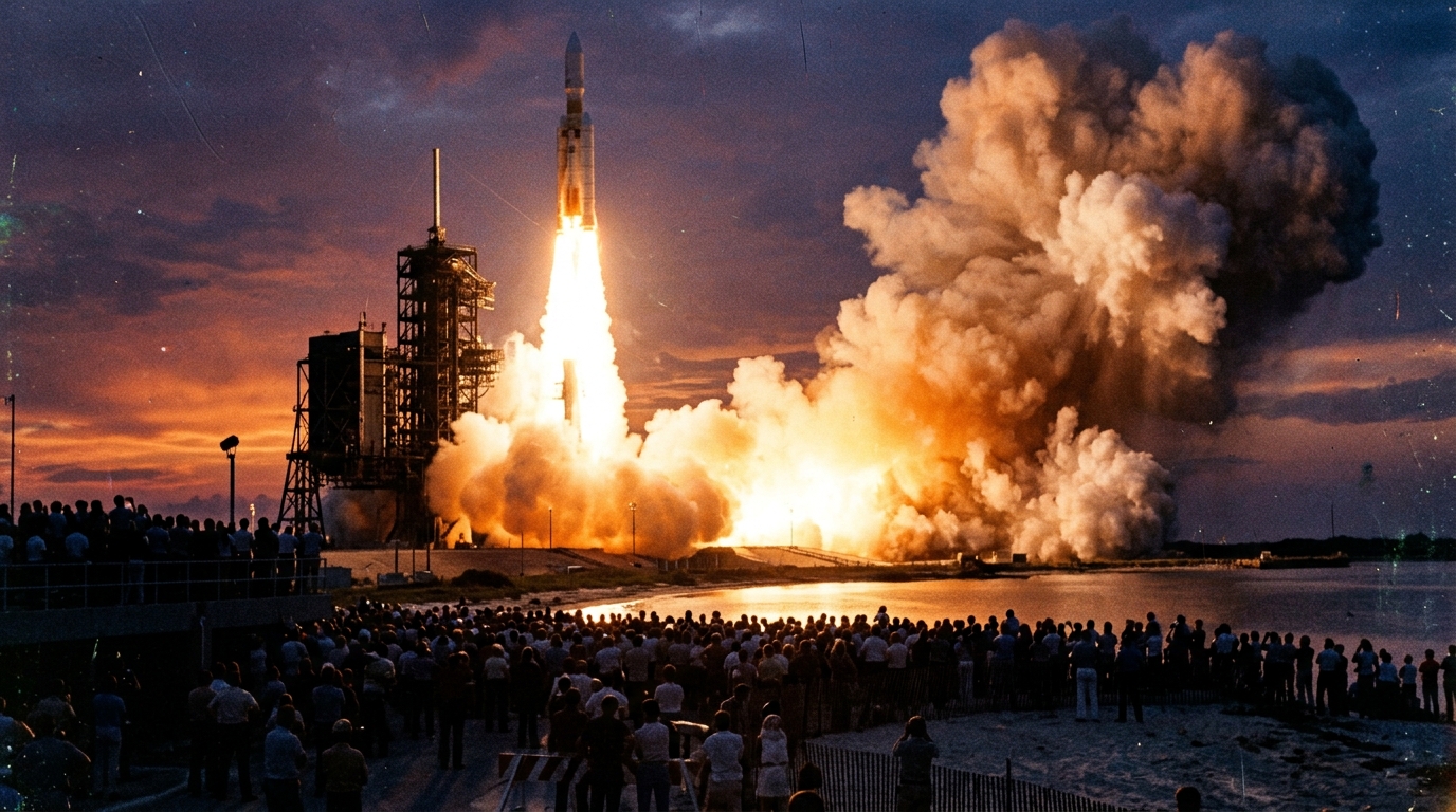 Voyager 1 launch historical moment Voyager 1 spacecraft launch from Cape Canaveral in 1977