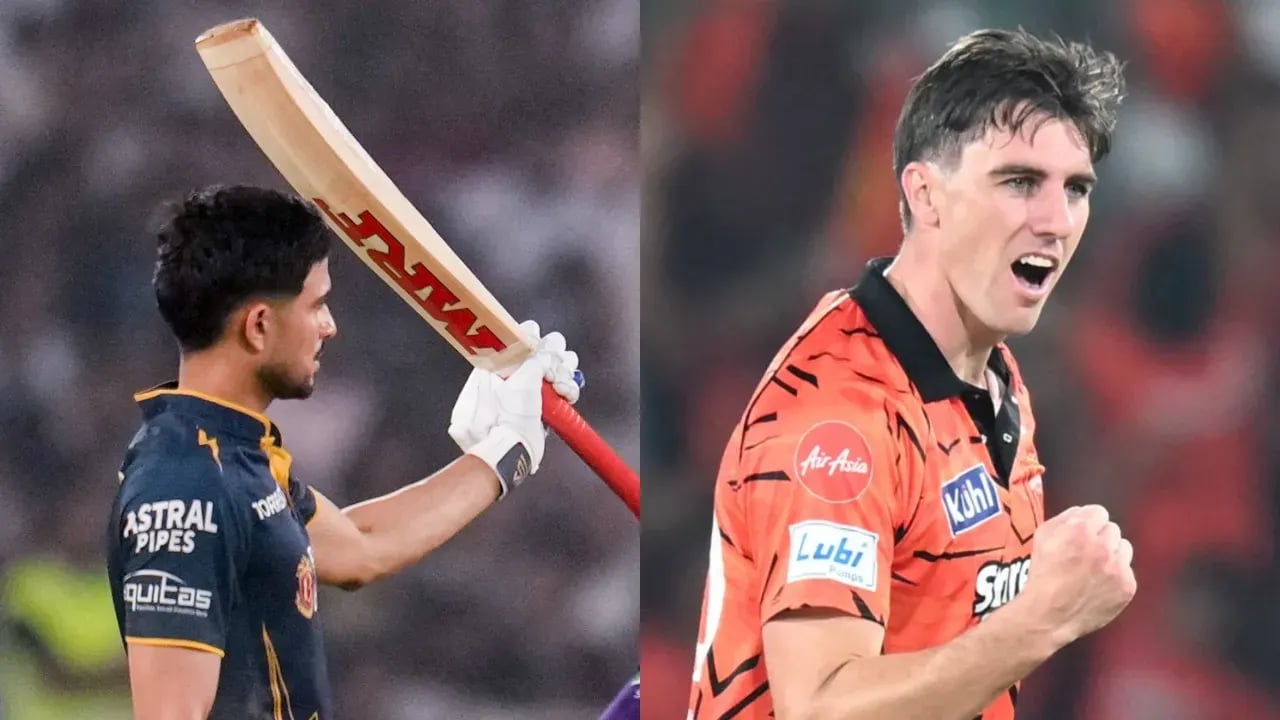 Shubman Gill batting for Gujarat Titans against Sunrisers Hyderabad in IPL 2026 match at Ahmedabad