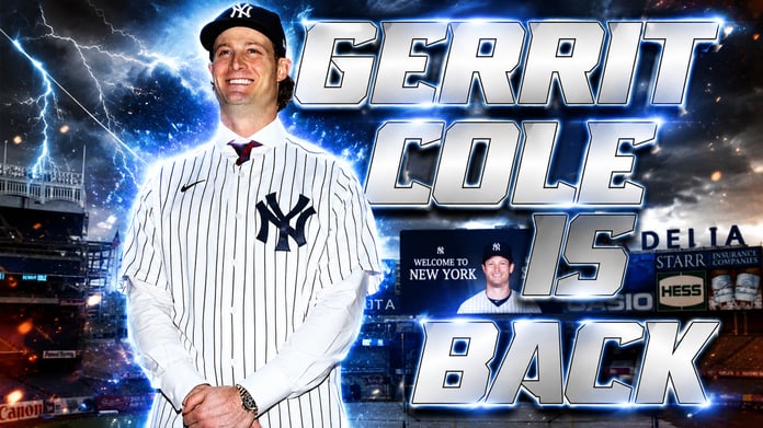 Gerrit Cole pitching during his Yankees return after Tommy John surgery in 2026