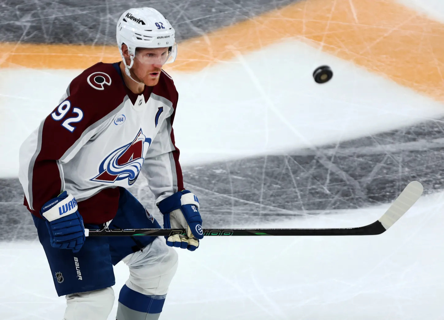 Gabriel Landeskog reacts after scoring for the Colorado Avalanche in Game 4