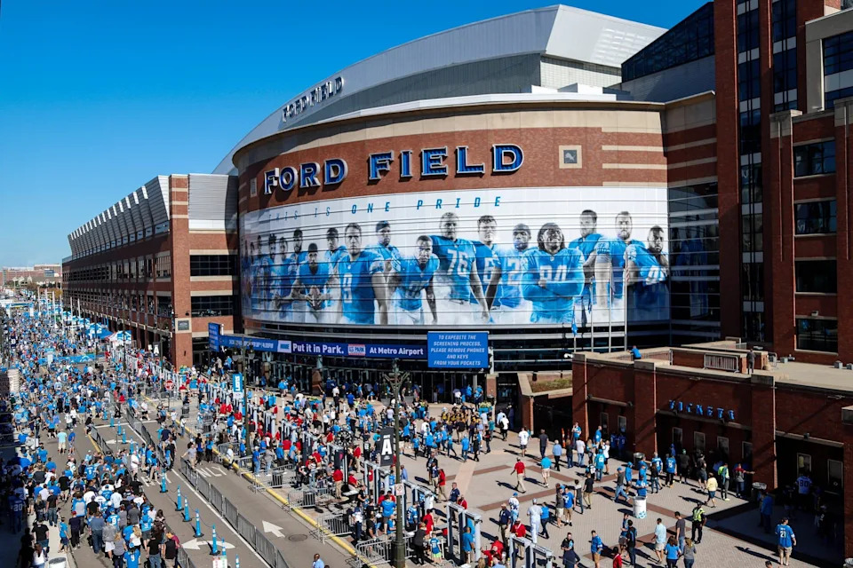 NFL schedule board showing leaked 2026 Detroit Lions primetime and international games