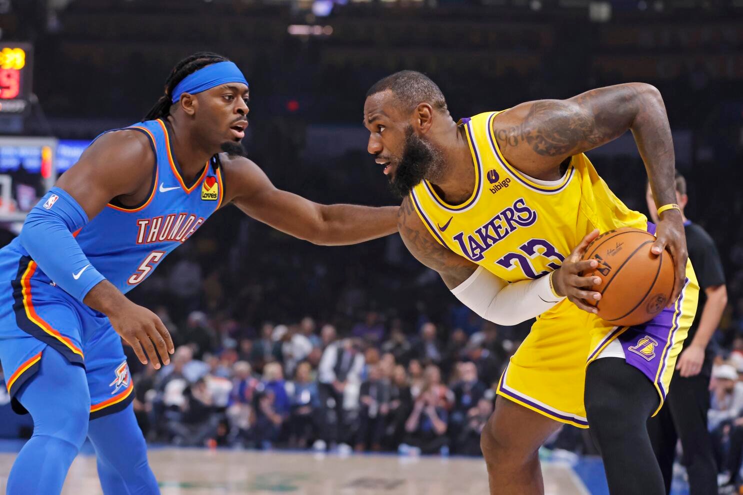 LeBron James reacts as Thunder dominate Lakers 108-90 in Game 1 of 2026 NBA playoffs