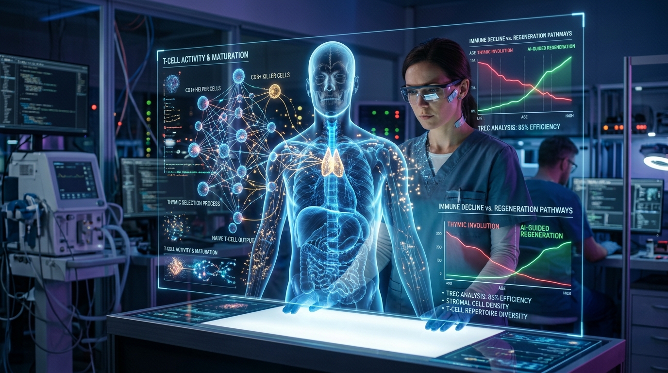 AI system analyzing thymus function and immune aging data