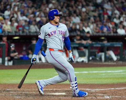 A.J. Ewing celebrates during his explosive MLB debut for the New York Mets at Citi Field