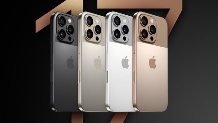 Futuristic Apple iPhone showing titanium frame and liquid metal hinge concept design