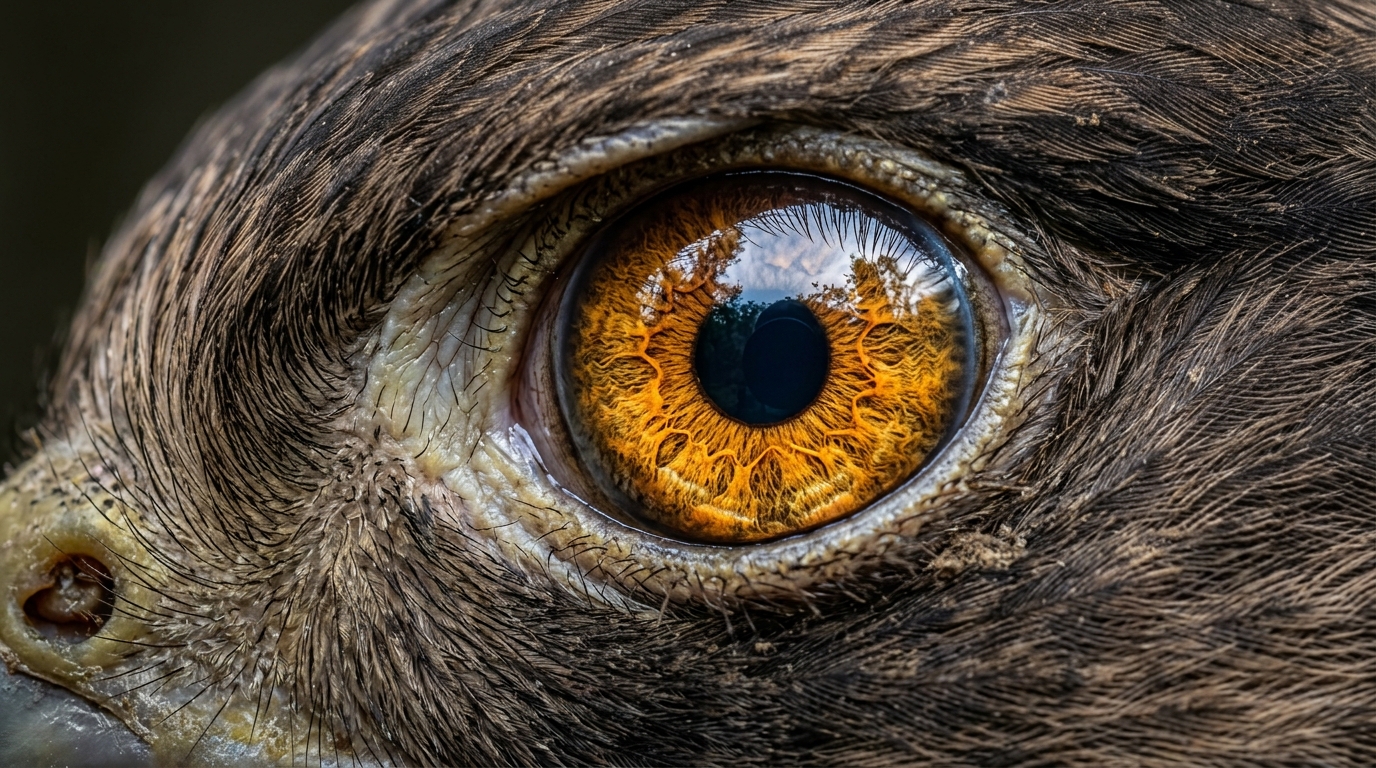 Extreme close-up of bird eye showing evolutionary adaptation in vision system
