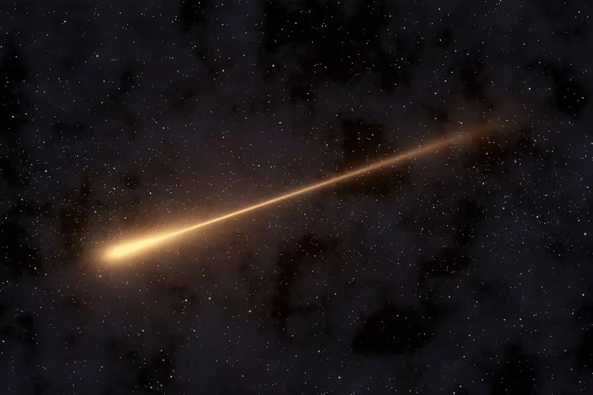 How a Bolide Meteor Generates a Sonic Boom Diagram illustrating how a bolide meteor enters Earth's atmosphere at hypersonic speed and explodes, generating sonic boom pressure waves that reach the ground