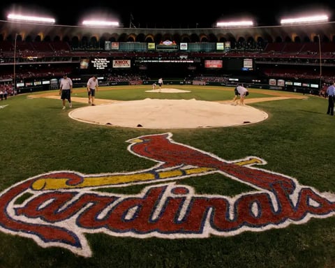 St. Louis Cardinals fans in “tarps off” section celebrating walk-off win at Busch Stadium