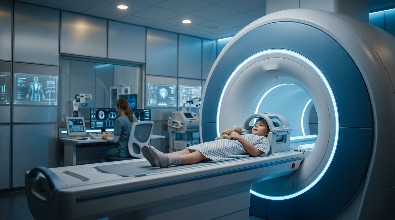 Neuroimaging Study on ADHD in Children Child undergoing brain scan for ADHD neuroimaging research