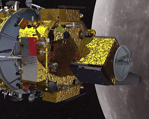 China Chang'e 7 lunar lander rendering at the Moon's south pole ahead of 2026 mission